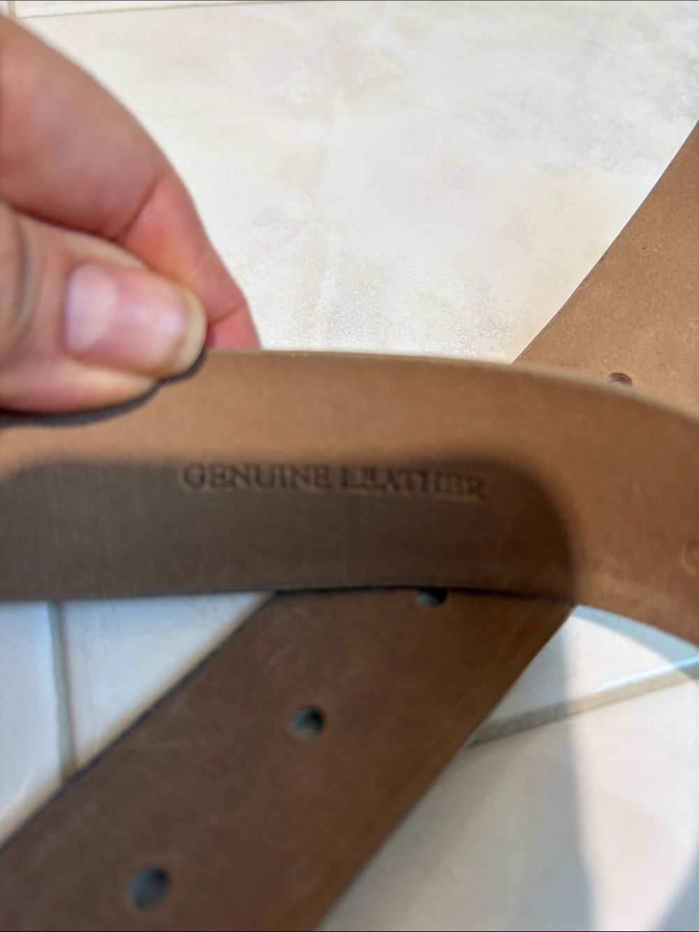 Ann Taylor Taupe Textured Leather Belt with Gold Buckle - Picture 9 of 10